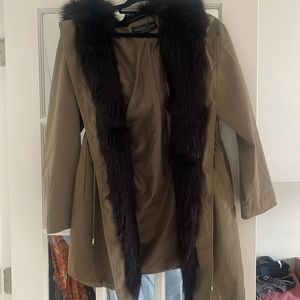 Fabulous Fur Olive Anorak Coat. Size M